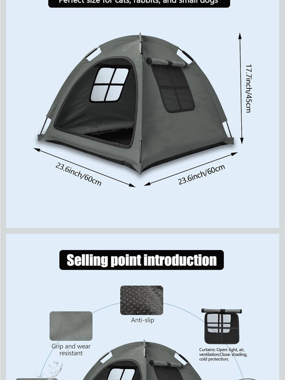 Pet Pop-Up Cat Bed Tent - Gray